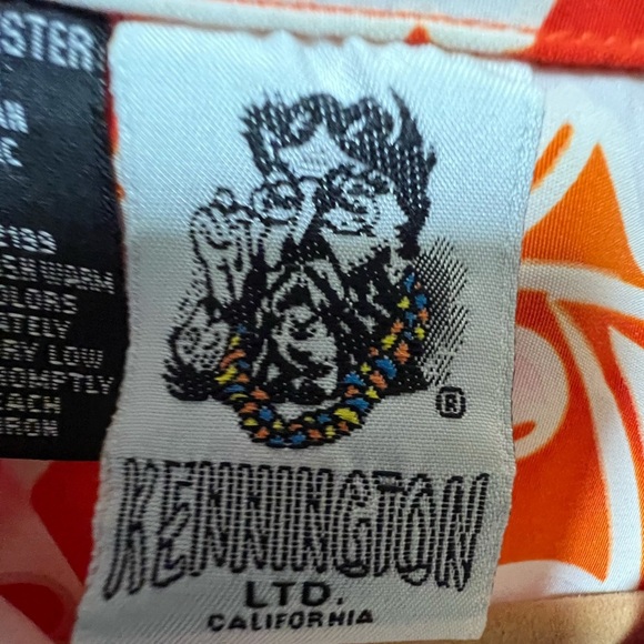 KENNINGTON LTD HAWAIIAN ORANGE AND WHITE PRINT SHIRT. SIZE L. - Picture 6 of 7